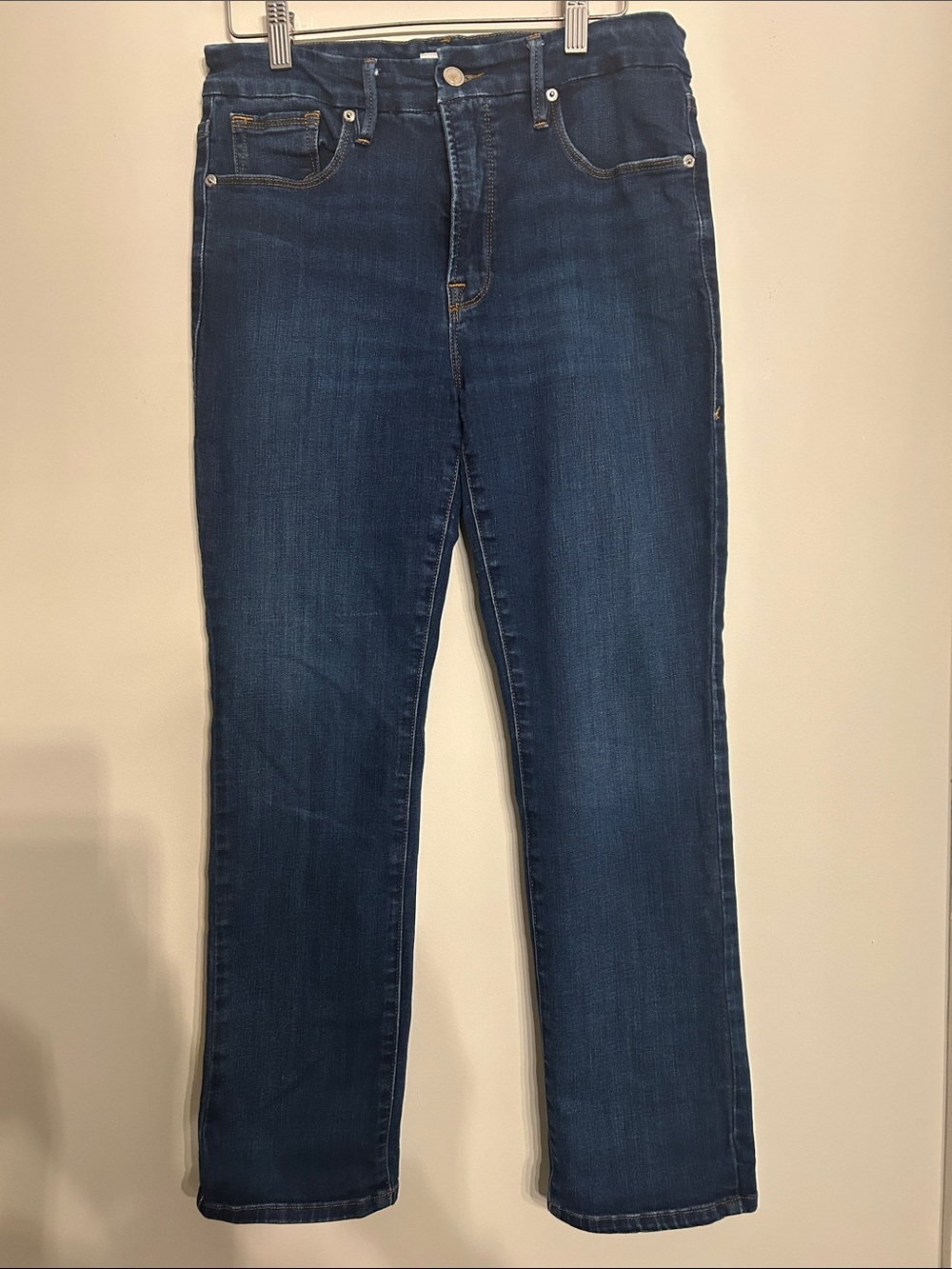 Good American Classic Dark Blue Straight Leg Jeans